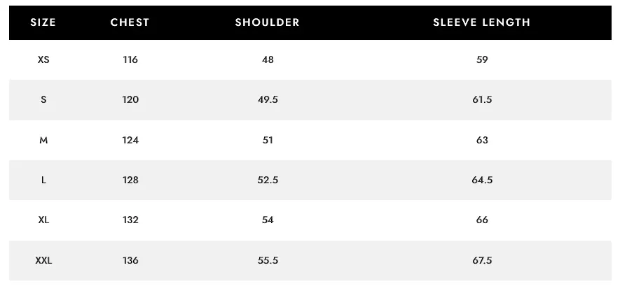 Hoodie Size Chart