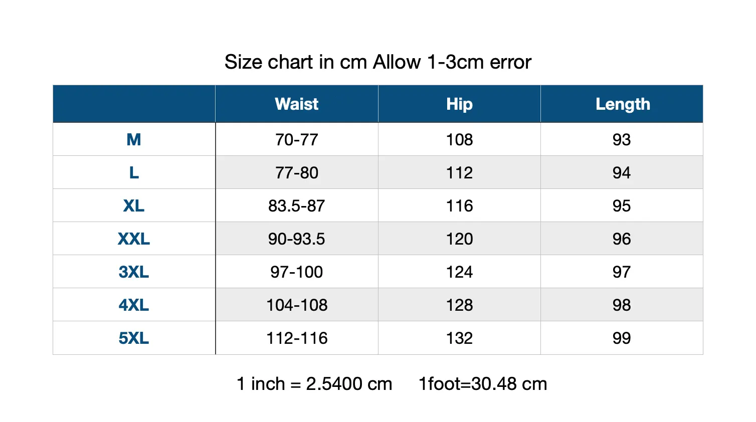 Chrome Hearts Pants Size Chart