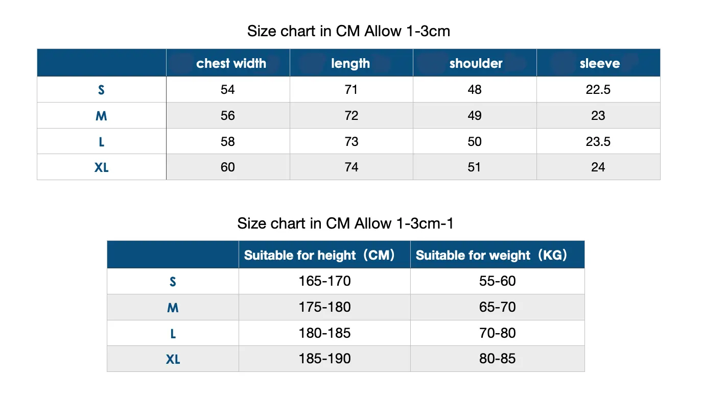 T-Shirt Size Chart